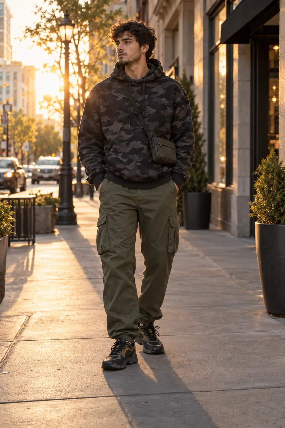 Bag match look styled on a model