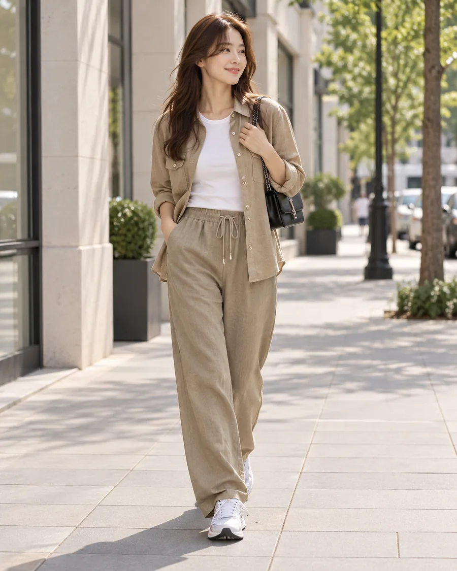 Women clean daily route styled on a model